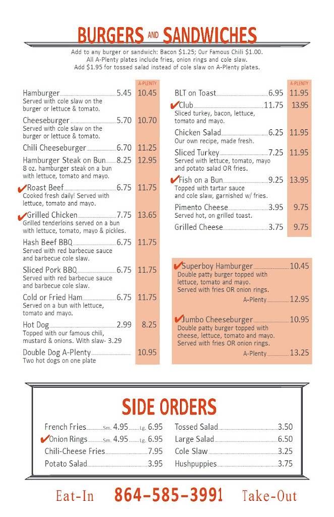 Sugar-n-Spice Menu 1